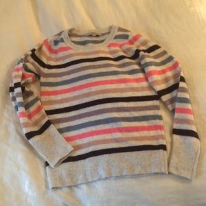 LOFT Striped Sweater Women’s S. Maroon, peach, hot pink and blue stripe